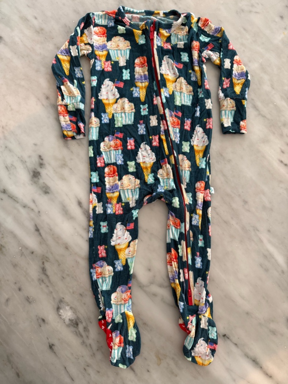 Posh Peanut NWOT Navy Ice Cream & Cupcake Onesie 6-9mo